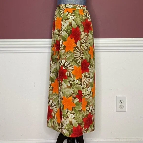 Joan Leslie tropical floral print midi skirt 10P - Picture 2 of 3